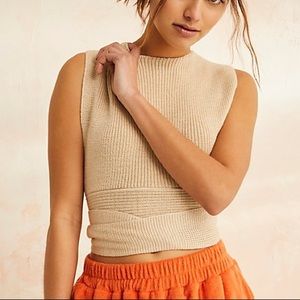 Free people orchid halter wrap sweater tank